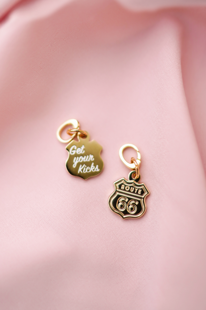 Route 66 Sign 18k Gold Charm